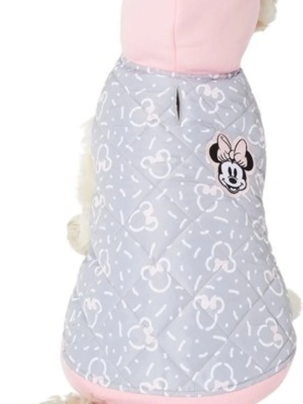 Minnie Mouse Quilted Gray & Pink Dog Coat with Hood